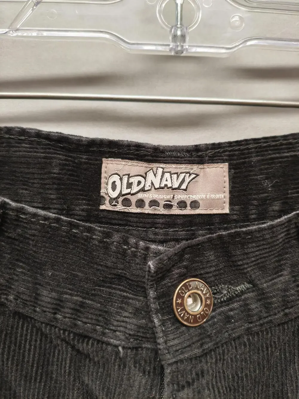 Old Navy Corduroy Pants Womens 16 Black Straight Leg Five Pocket Casual